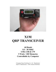 X1M QRP TRANSCEIVER All BandsMHZ USB, LSB & CW 5 WattsMemories