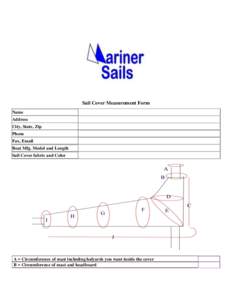 Sail Cover Measurement Form Name Address City, State, Zip Phone Fax, Email