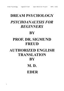 Dream Psychology  Sigmund Freud Open Education Project