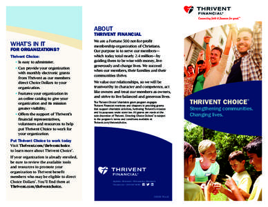 ABOUT  THRIVENT FINANCIAL WHAT’S IN IT