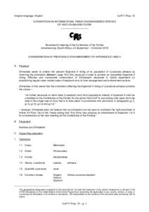 Original language: English  CoP17 Prop. 15 CONVENTION ON INTERNATIONAL TRADE IN ENDANGERED SPECIES OF WILD FAUNA AND FLORA