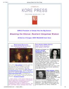 January News from Kore Press