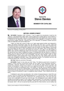 Speech By  Steve Davies MEMBER FOR CAPALABA  Record of Proceedings, 20 May 2014