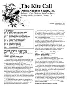 The Kite Call  Ohlone Audubon Society, Inc. A chapter of the National Audubon Society Serving Southern Alameda County, CA