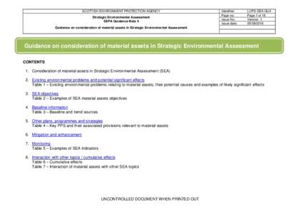SCOTTISH ENVIRONMENT PROTECTION AGENCY Strategic Environmental Assessment SEPA Guidance Note 4 Identifier: Page no: