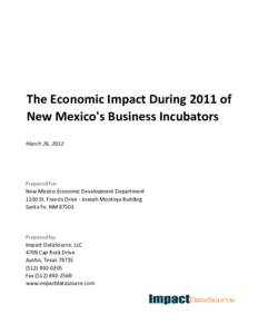 NM incubators impact report, [removed]xlsx