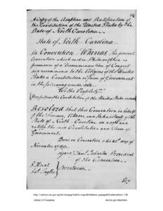 Tobias Lear, November 21, 1789, North Carolina Convention Resolution, North Carolina Convention, November 21, 1789