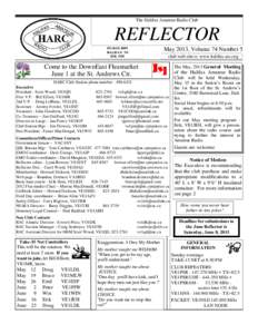 The Halifax Amateur Radio Club  REFLECTOR May 2013, Volume 74 Number 5  PO BOX 8895