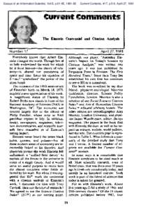 Essays of an Information Scientist, Vol:5, p.91-95, Current Contents, #17, p.5-9, April 27, 1981 CuFmn@Comments The