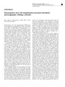 Bone Marrow Transplantation[removed], 917–918 & 2008 Nature Publishing Group All rights reserved[removed] $30.00 www.nature.com/bmt  EDITORIAL