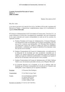 ACS Actividades de Construcción y Servicios S.A.  Comisión Nacional del Mercado de Valores Edison, MADRID