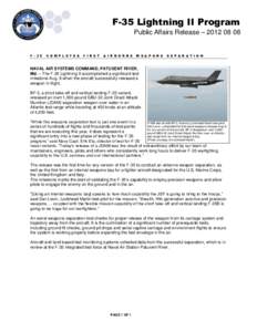 F-35 Lightning II Program Public Affairs Release – [removed]F[removed]C O M P L E T E S