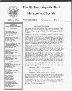 The MidSouth Aquatic Plant Management Society APRIL 1993 BOARD OF DIRECTORS
