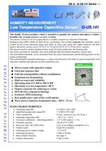 DS A : G-US.141 SeriesHUMIDITY MEASUREMENT Low Temperature Capacitive Sensor G-US.141