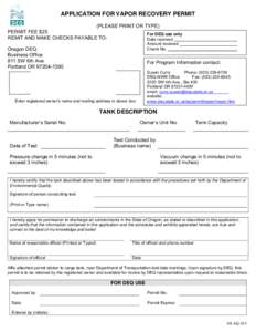 APPLICATION FOR VAPOR RECOVERY PERMIT