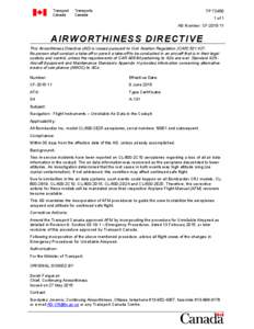 Airworthiness Directive CFNavigation - Flight Instruments – Unreliable Air Data in the Cockpit