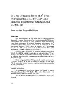 In Vitro Glucuronidation of ∆9-Tetrahydrocannabinol-D3 by UDP-Glucuronosyl-Transferases detected using LC/MS-MS Susanne Lott, André Henrion and Rolf Aderjan