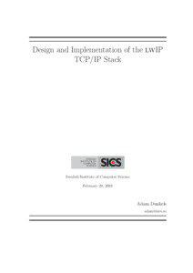 Design and Implementation of the lwIP TCP/IP Stack
