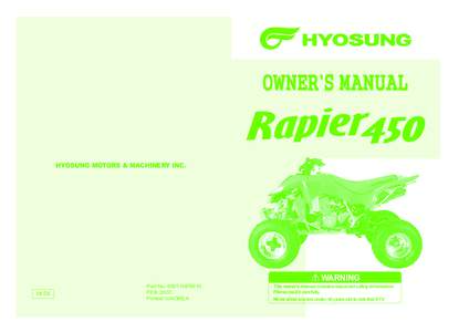 HYOSUNG MOTORS & MACHINERY INC.  WARNING 1st Ed.  Part No. 99011HP8910