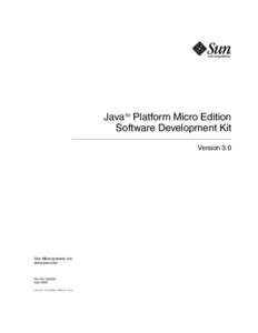 Java Platform Micro Edition Software Development Kit TM Version 3.0