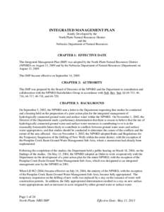 INTEGRATED MANAGEMENT PLAN Jointly Developed by the North Platte Natural Resources District and the Nebraska Department of Natural Resources