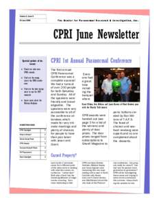 Volume 3, Issue 6 01 June 2006 The Center for Paranormal Research & Investigation, Inc.  CPRI June Newsletter