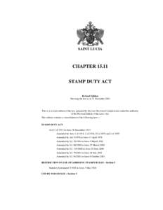 SAINT LUCIA  CHAPTERSTAMP DUTY ACT Revised Edition Showing the law as at 31 December 2001