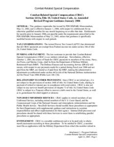 Combat-Related Special Compensation Combat-Related Special Compensation (CRSC) Section 1413a,Title 10, United States Code, As Amended Revised Program Guidance January 2004 GENERAL: This guidance supersedes that issued by