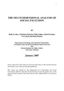 The Multidimensional Analysis of Social Exclusion