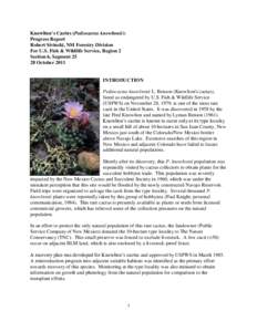Knowlton’s Cactus (Pediocactus knowltonii): Progress Report Robert Sivinski, NM Forestry Division For U.S. Fish & Wildlife Service, Region 2 Section 6, Segment[removed]October 2011