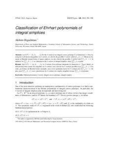 Polytopes / Polynomials / Lattice points / Polyhedral combinatorics / Simplex / Topology / Convex polytope / Vector space / Ehrhart polynomial / Algebra / Mathematics / Geometry
