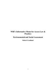 WRI’s Informative Memo for Access Law & Practice: