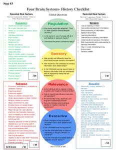 Step #3  Four Brain Systems- History Checklist Parental Risk Factors  Parental Risk Factors