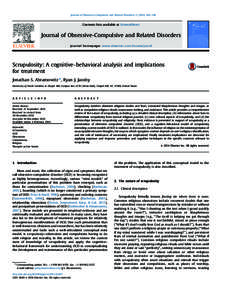Journal of Obsessive-Compulsive and Related Disorders[removed]–149  Contents lists available at ScienceDirect Journal of Obsessive-Compulsive and Related Disorders journal homepage: www.elsevier.com/locate/jocrd