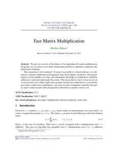 Fast Matrix Multiplication