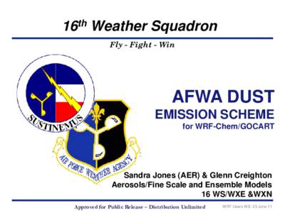 16th Weather Squadron Fly - Fight - Win AFWA DUST EMISSION SCHEME for WRF-Chem/GOCART
