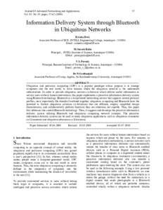 Journal Of Advanced Networking and Applications Vol. 01 No. 01 pages: Information Delivery System through Bluetooth