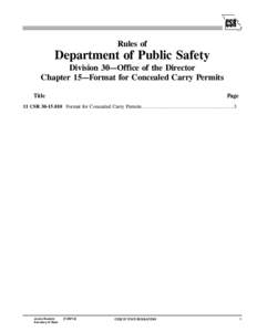 Rules of  Department of Public Safety Division 30—Office of the Director Chapter 15—Format for Concealed Carry Permits Title