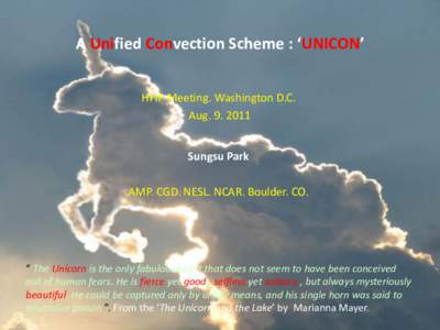 A Unified Convection Scheme : ‘UNICON’ HFIP Meeting. Washington D.C. AugSungsu Park AMP. CGD. NESL. NCAR. Boulder. CO.