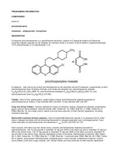 PRESCRIBING INFORMATION COMPAZINE® brand of prochlorperazine antiemetic antipsychotic tranquilizer DESCRIPTION