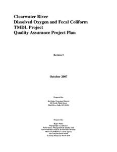 Clearwater River Dissolved Oxygen and Fecal Coliform TMDL Project Quality Assurance Project Plan  Revision 0