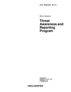 Army Regulation 381–12  Military Intelligence Threat Awareness and