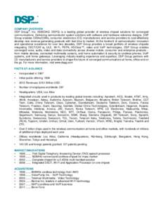 Microsoft Word - DSP Group Fact Sheet July 2014.docx