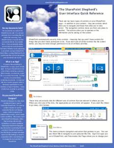 www.SharePointShepherd.com  The SharePoint Shepherd’s User Interface Quick Reference There are two basic types of controls on your SharePoint page – in addition to your content – they are controls which