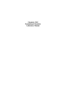 Chemistry 3012 Foundational Chemistry Laboratory Manual Table of Contents Page