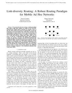 NET[removed]Link-Diversity Routing: A Robust Routing Paradigm for Mobile Ad Hoc Networks