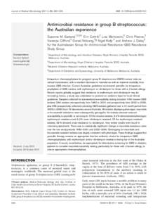 Journal of Medical Microbiology (2011), 60, 230–235  DOIjmmAntimicrobial resistance in group B streptococcus: the Australian experience