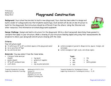 Fifth Grade Mathematics Design Brief Playground Construction