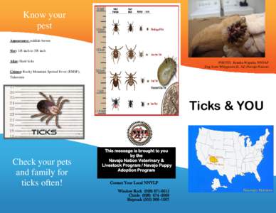 Know your pest Appearance: reddish-brown Size: 1/8-inch to 5/8-inch Alias: Hard ticks