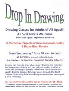 Drawing Classes for Adults of All Ages!!! All Skill Levels Welcome from 
